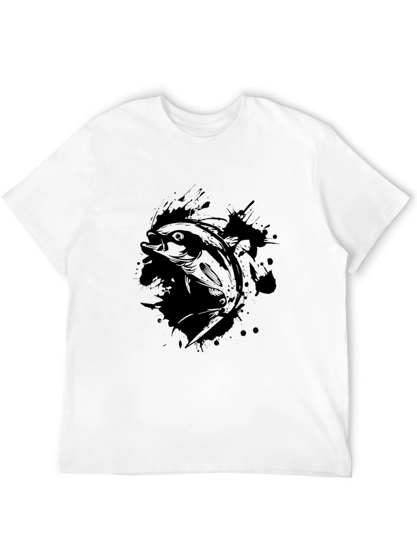Mens Black Fish Graphic T-Shirt