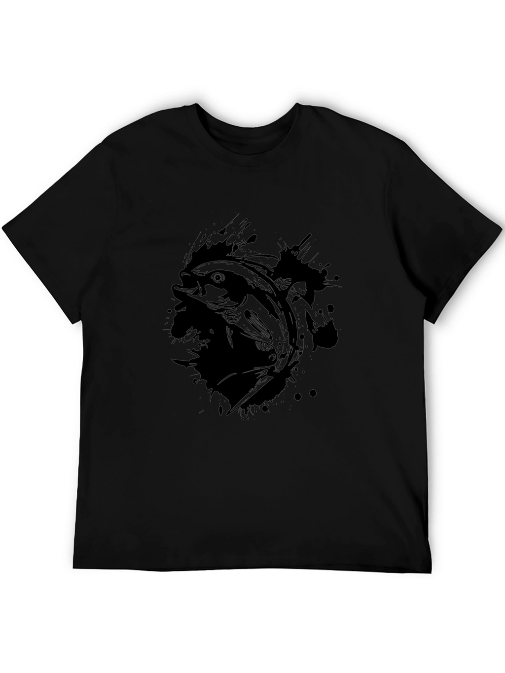 Mens Black Fish Graphic T-Shirt