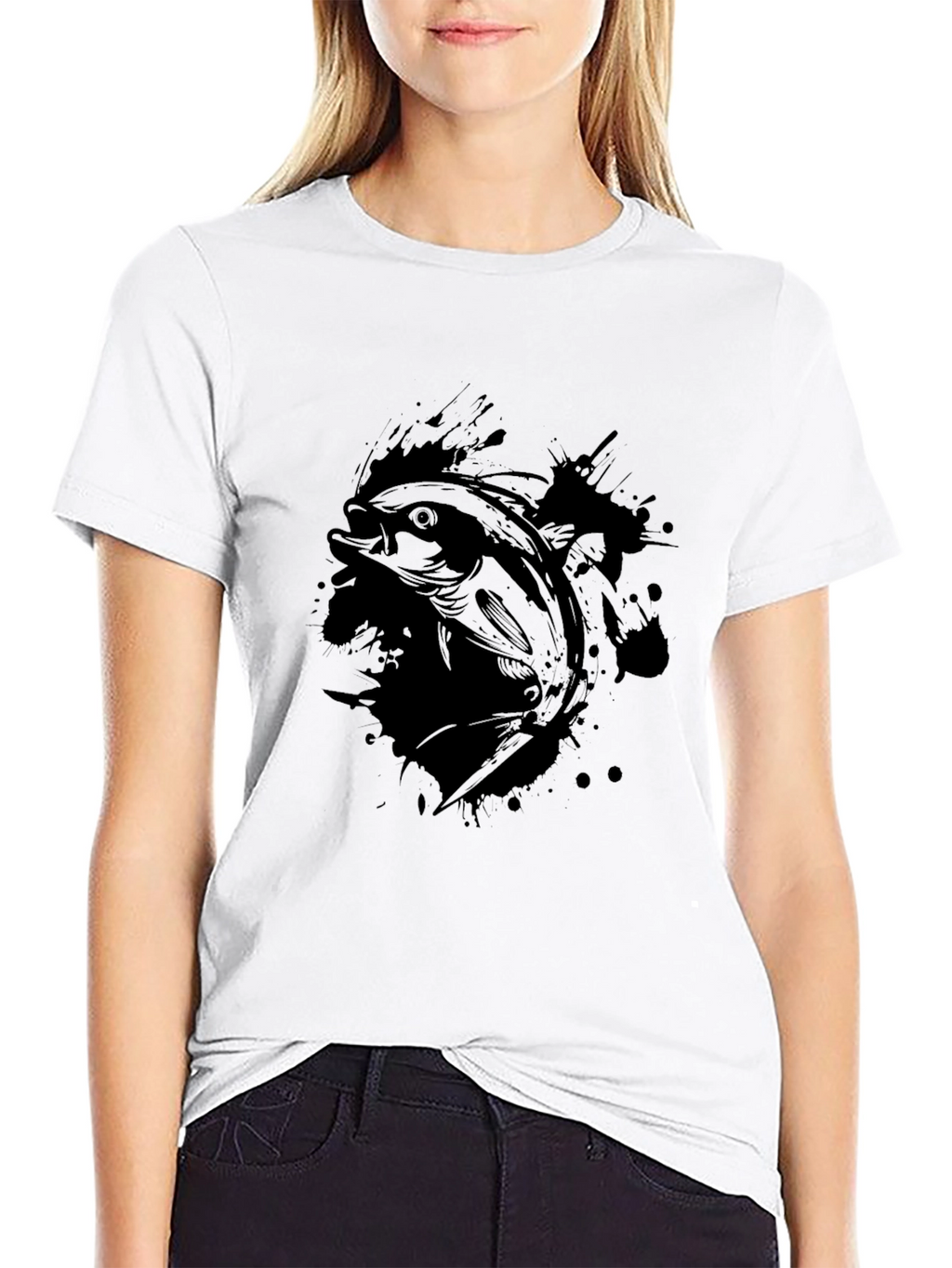 Mens Black Fish Graphic T-Shirt