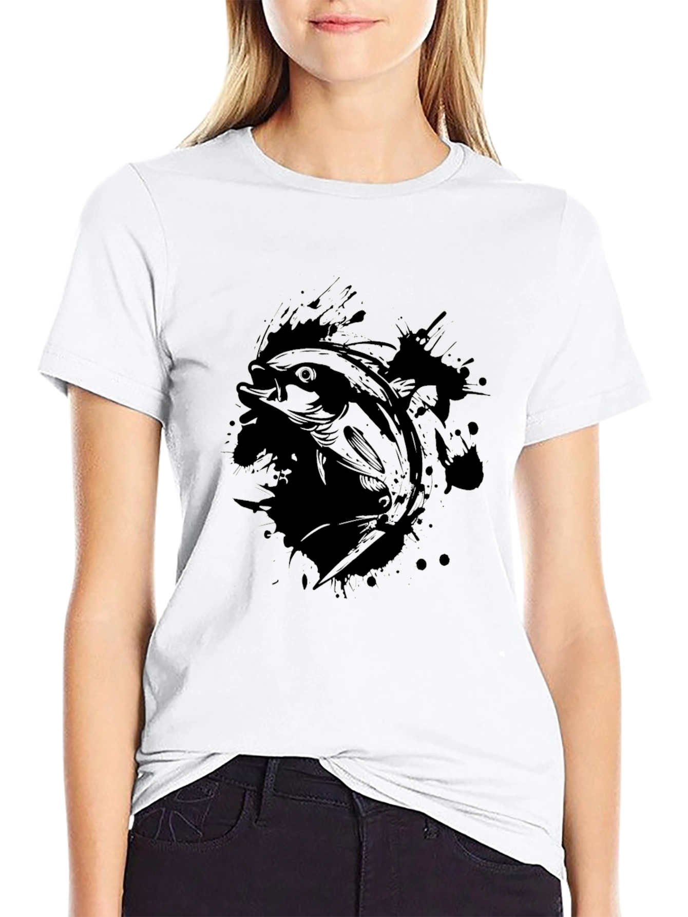 Mens Black Fish Graphic T-Shirt