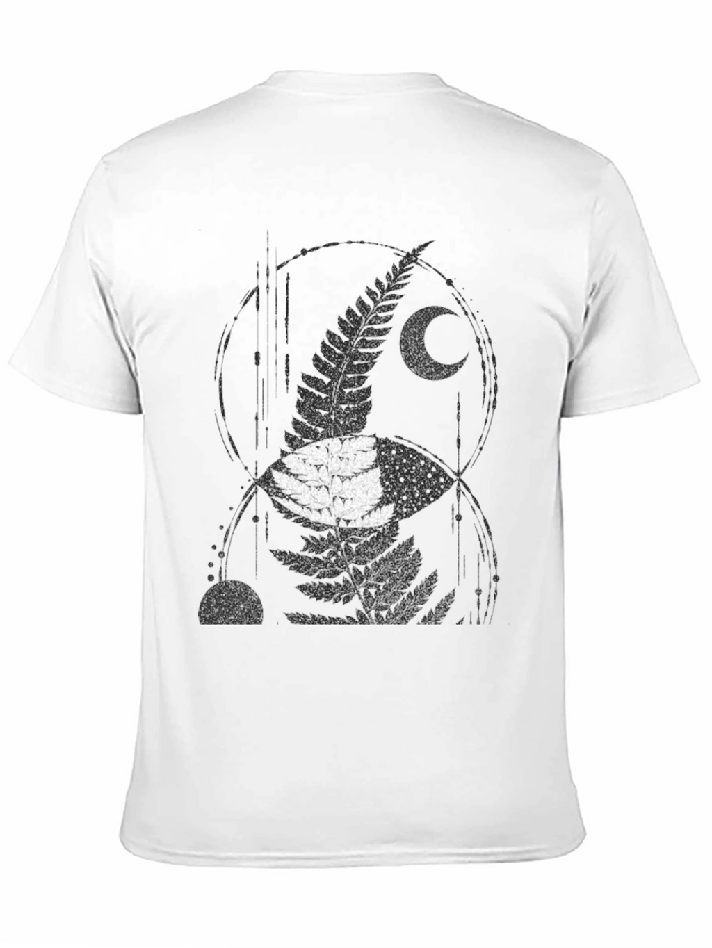 Mens Black Fern & Moon Graphic T-Shirt