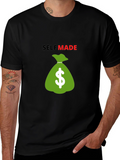 Self Made Money Bag T-Shirt - Black Cotton Blend