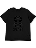 Techno Gas Mask Graphic T-Shirt - Black Cotton Tee