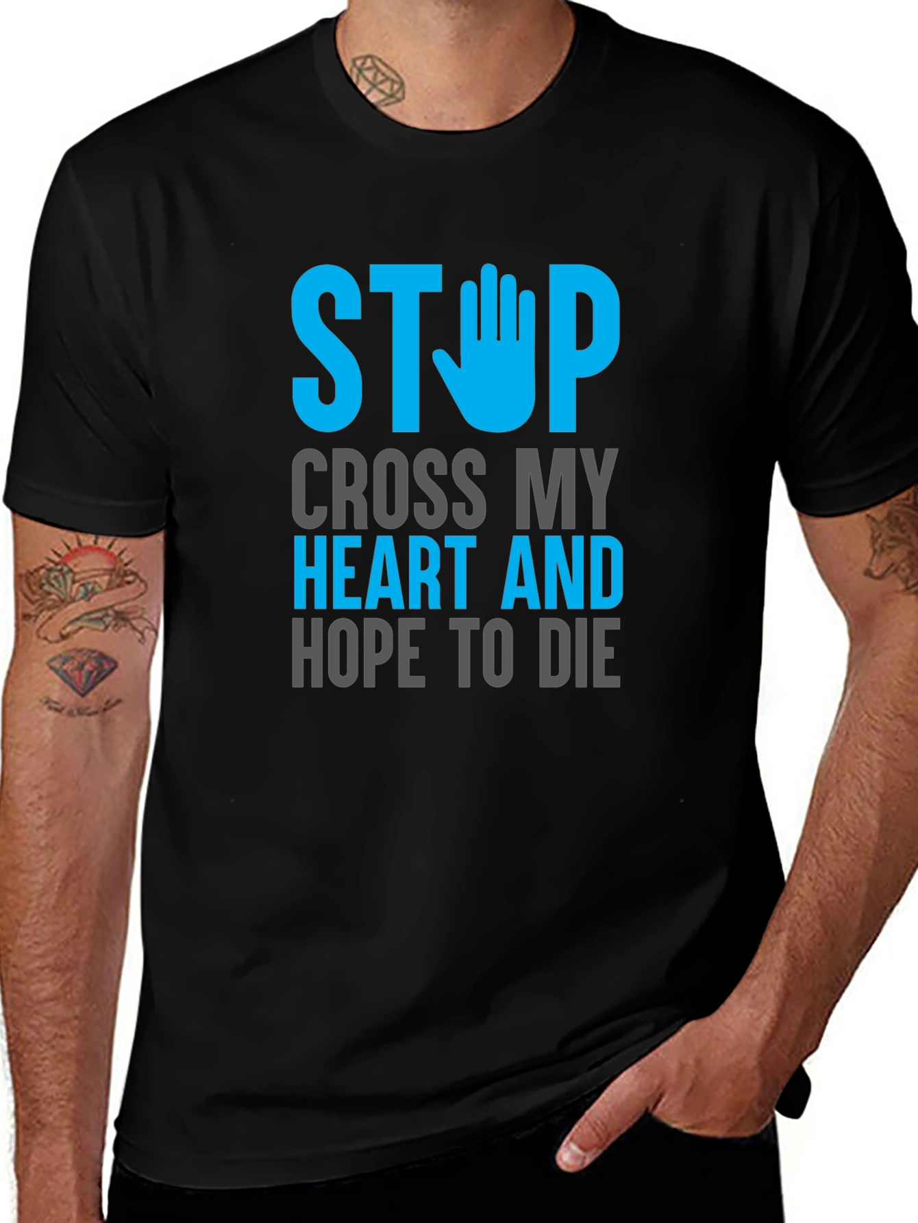 Stop Cross My Heart Graphic T-Shirt