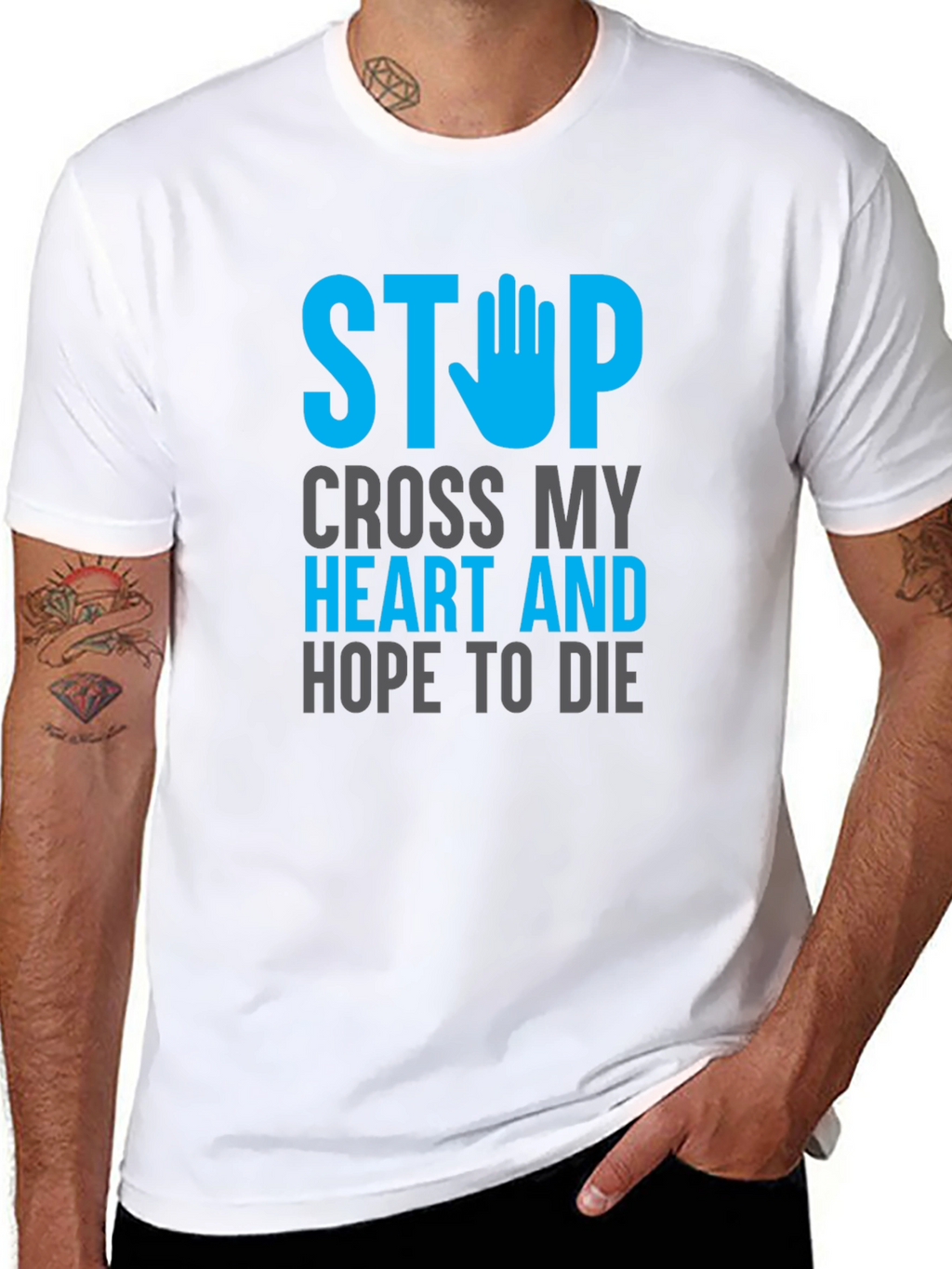 Stop Cross My Heart Graphic T-Shirt