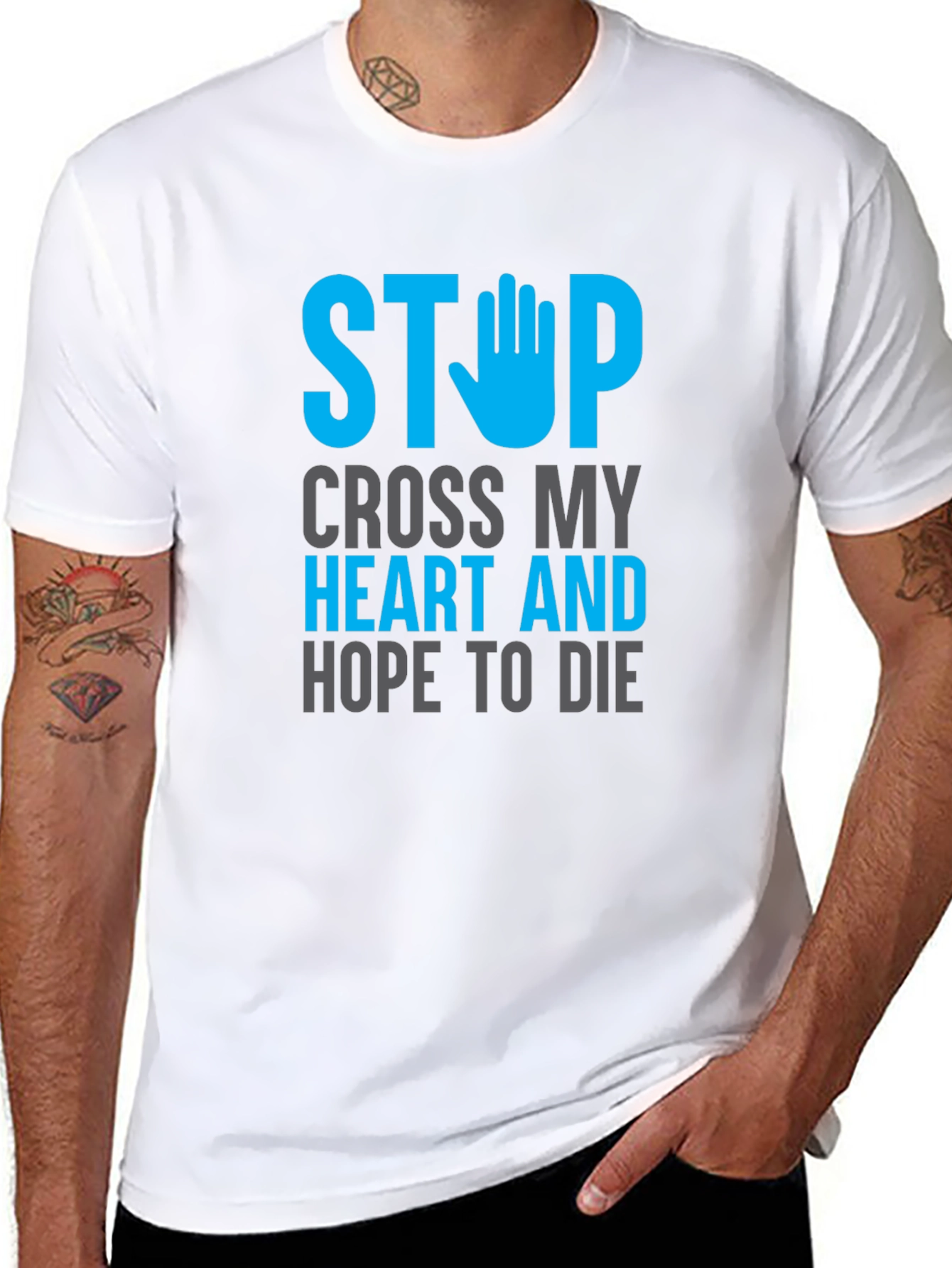Stop Cross My Heart Graphic T-Shirt