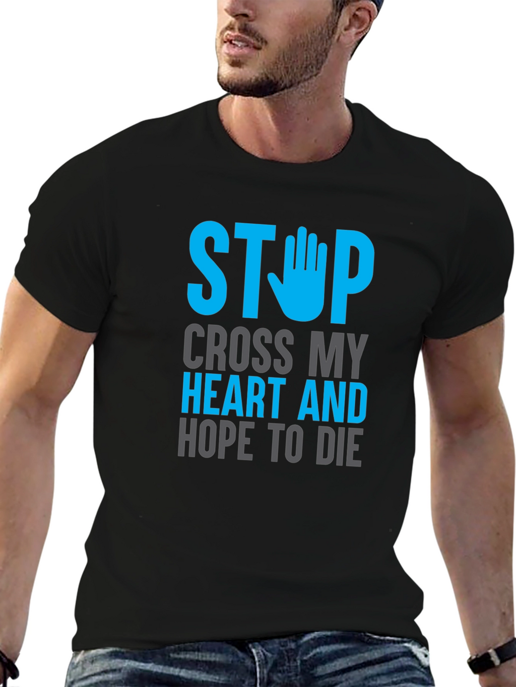 Stop Cross My Heart Graphic T-Shirt