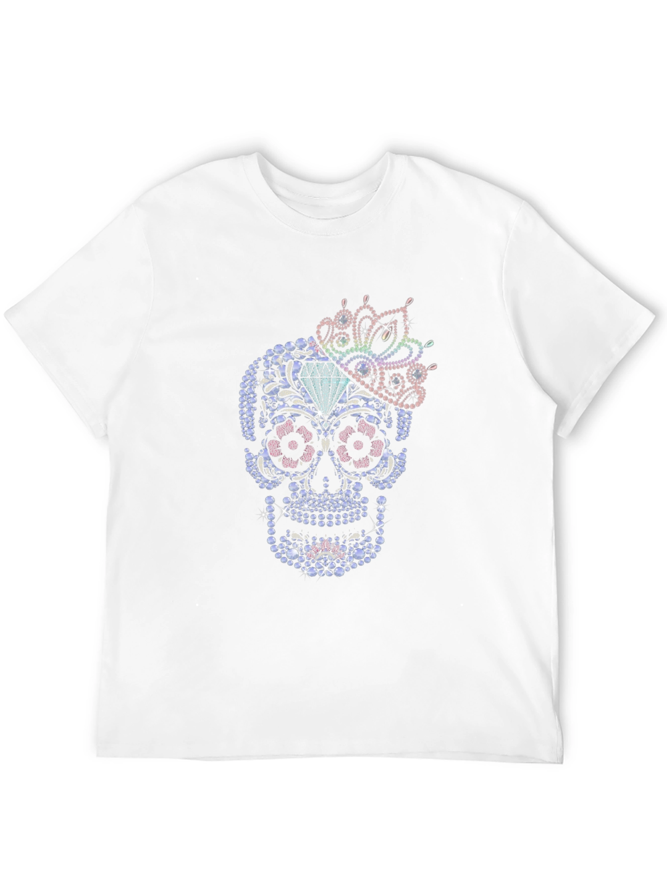 Rhinestone Sugar Skull Graphic T-Shirt - Mens