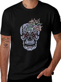 Rhinestone Sugar Skull Graphic T-Shirt - Mens