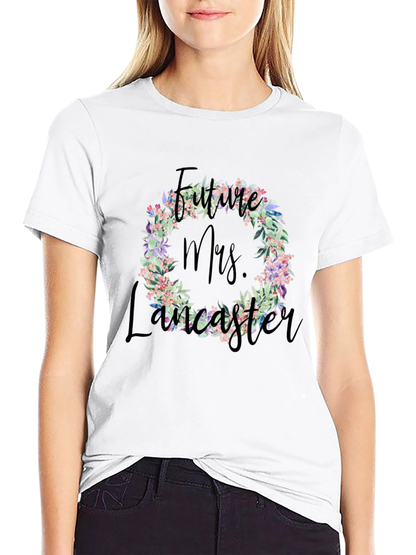 Future Mrs. Lancaster Floral Wreath T-Shirt