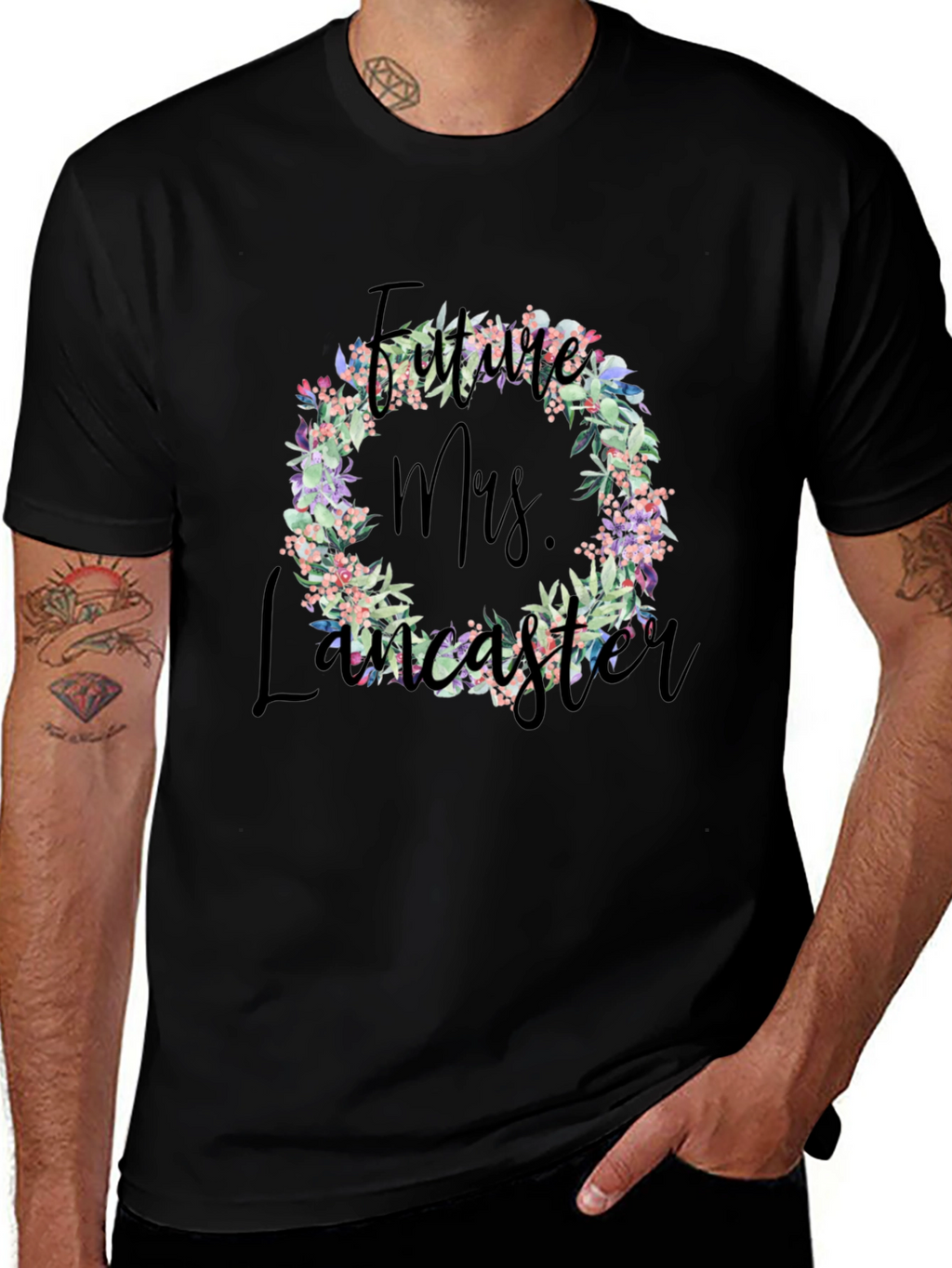 Future Mrs. Lancaster Floral Wreath T-Shirt