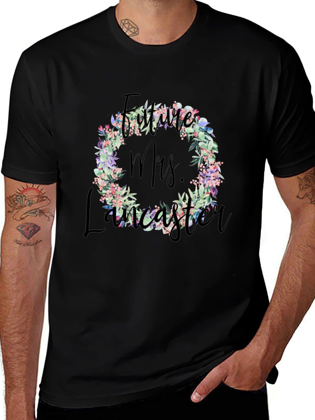 Future Mrs. Lancaster Floral Wreath T-Shirt