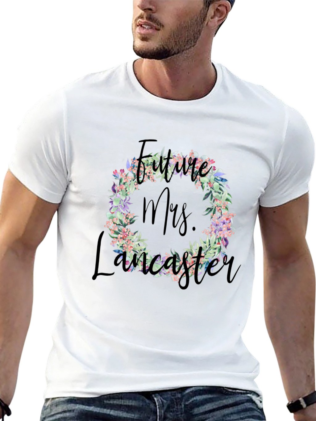 Future Mrs. Lancaster Floral Wreath T-Shirt