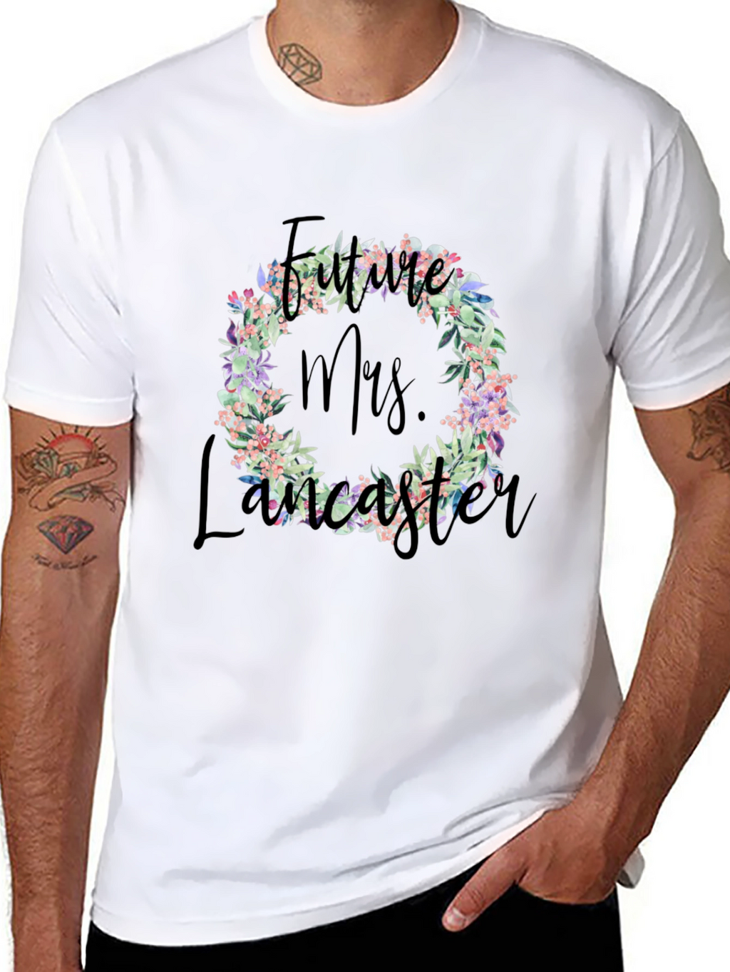 Future Mrs. Lancaster Floral Wreath T-Shirt