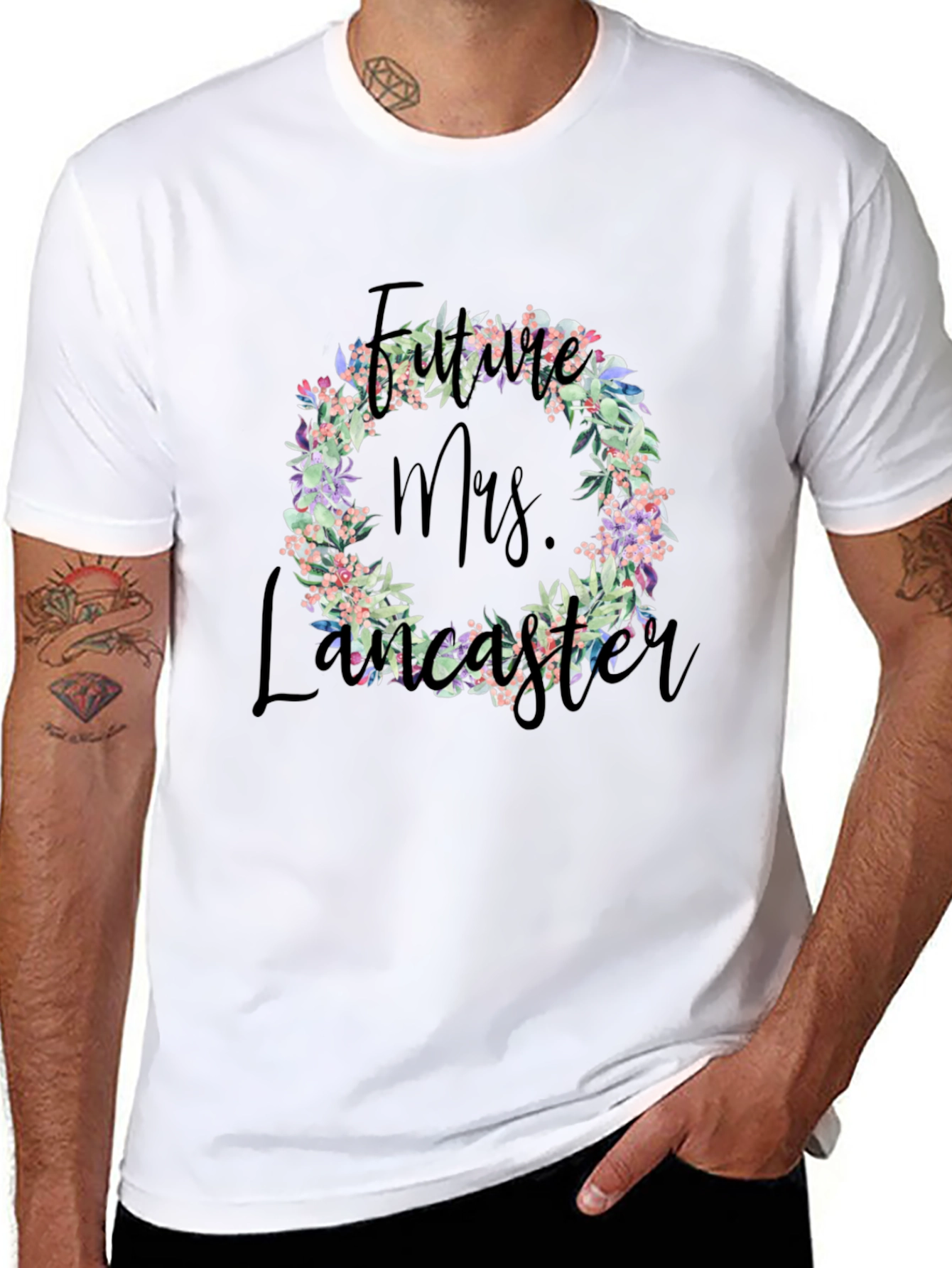 Future Mrs. Lancaster Floral Wreath T-Shirt