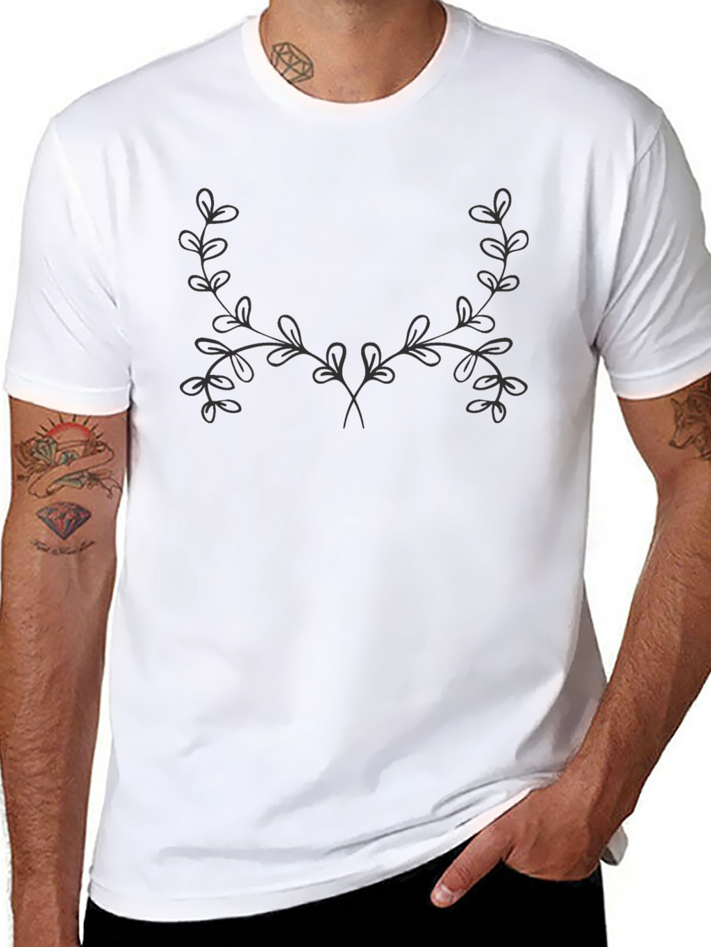 Nature-Inspired Black Graphic Tee