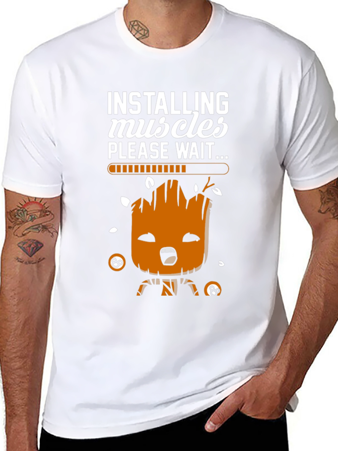 Installing Muscles Groot T-Shirt - Funny Workout Tee