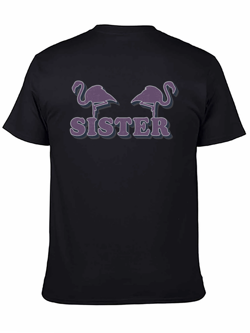 Flamingo Sister Graphic T-Shirt - Black