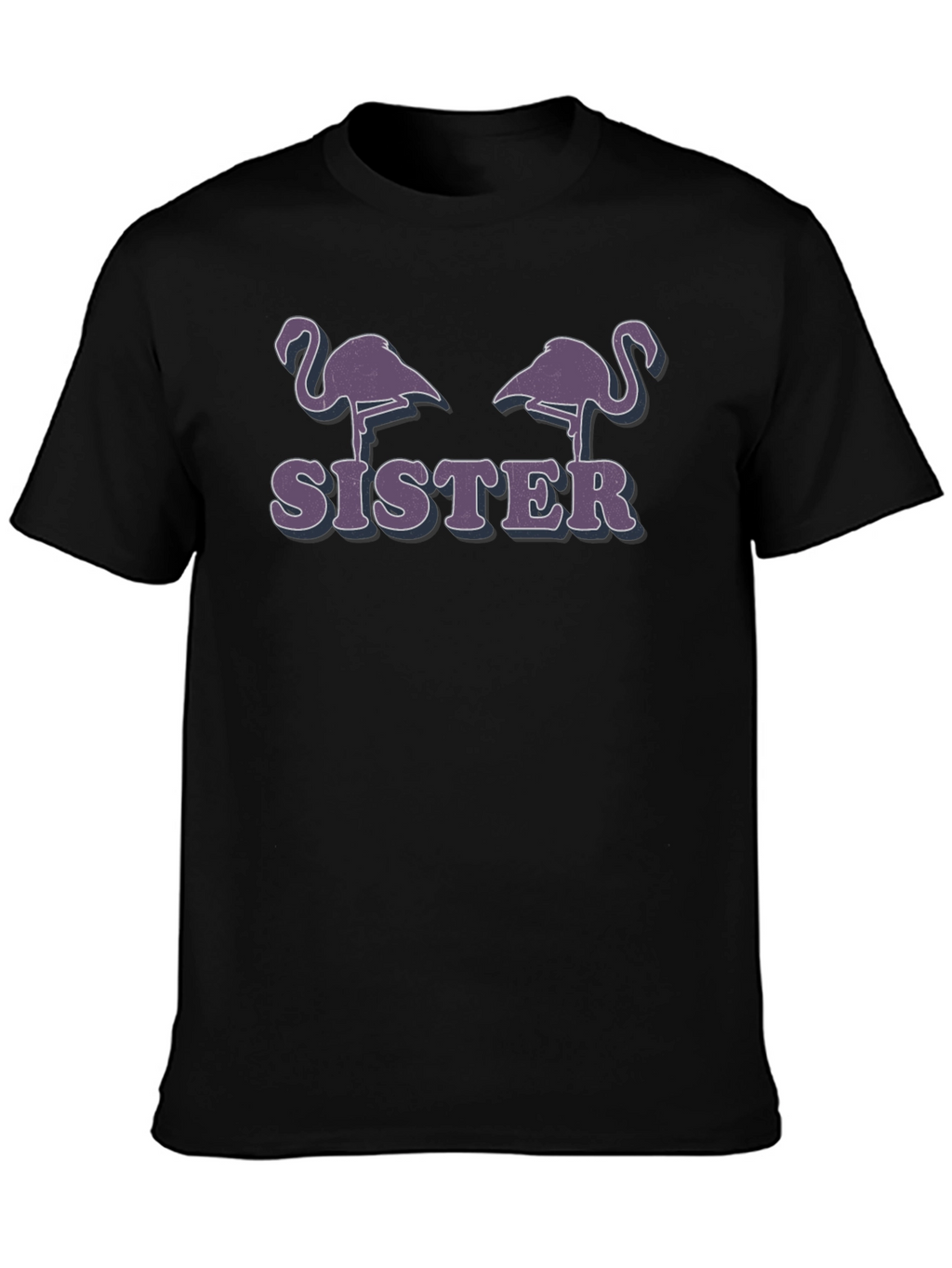 Flamingo Sister Graphic T-Shirt - Black