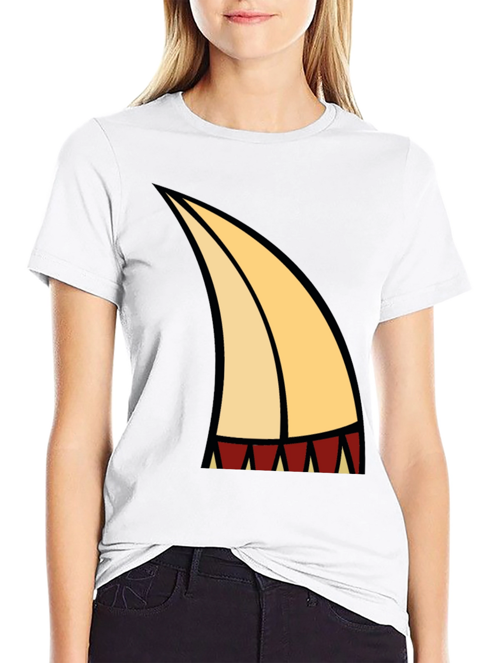 Cartoon Tooth Graphic Tee - Black