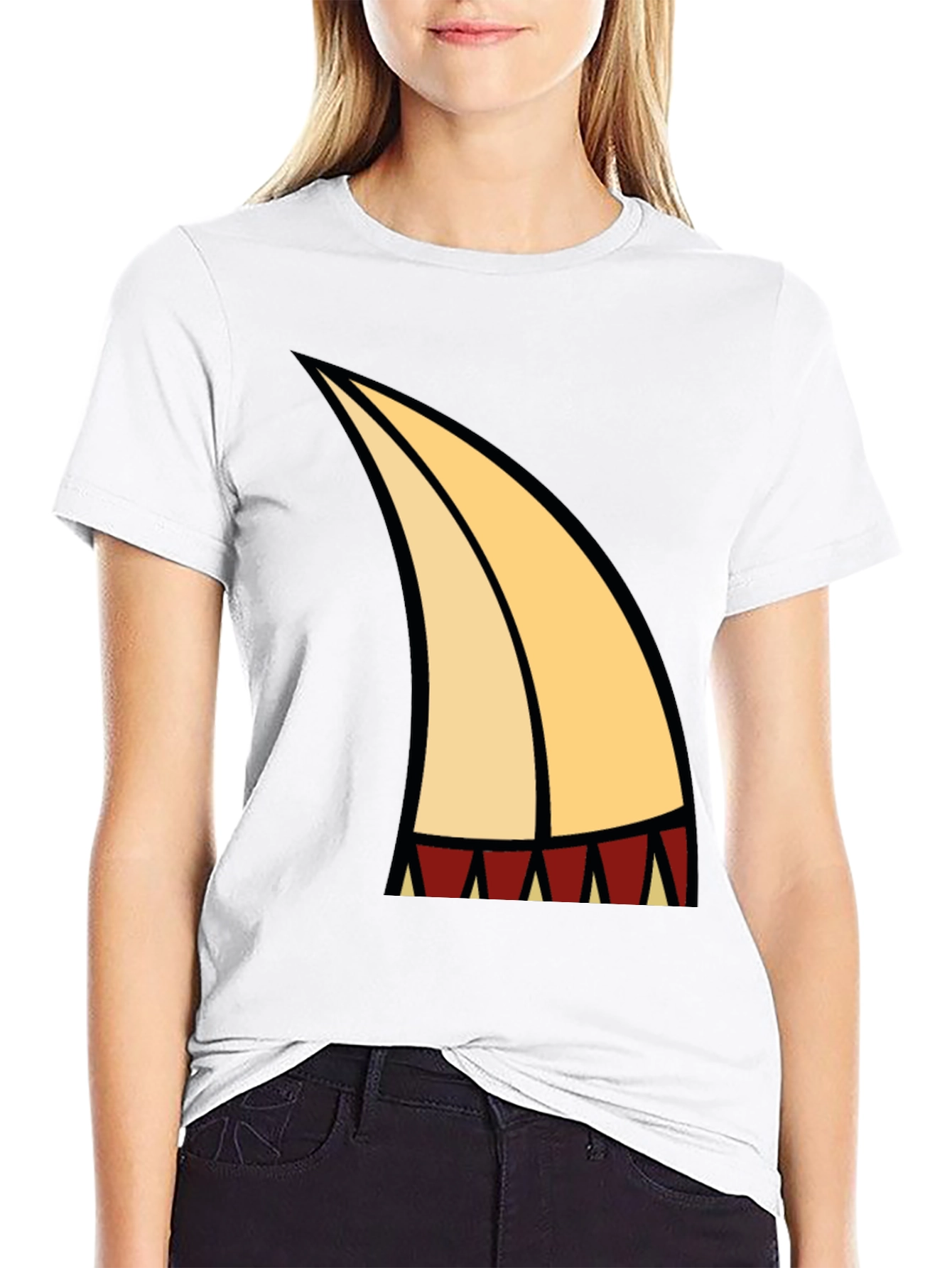 Cartoon Tooth Graphic Tee - Black