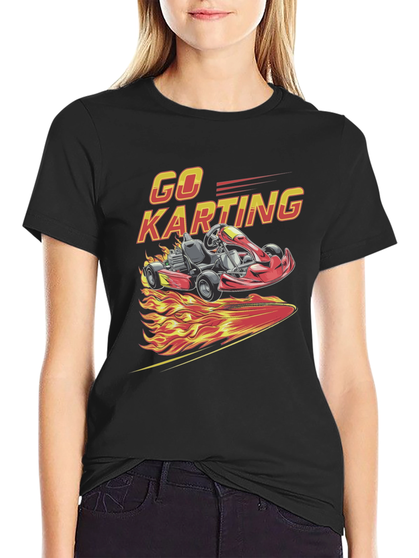 Go Karting Graphic T-Shirt - Racing Flames Design