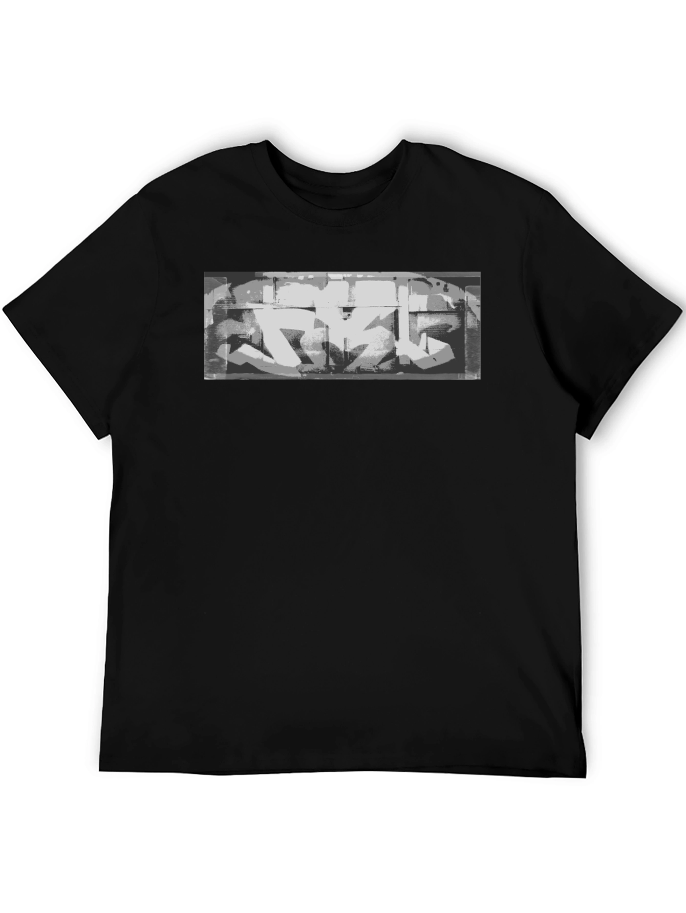Urban Graffiti Print Black T-Shirt
