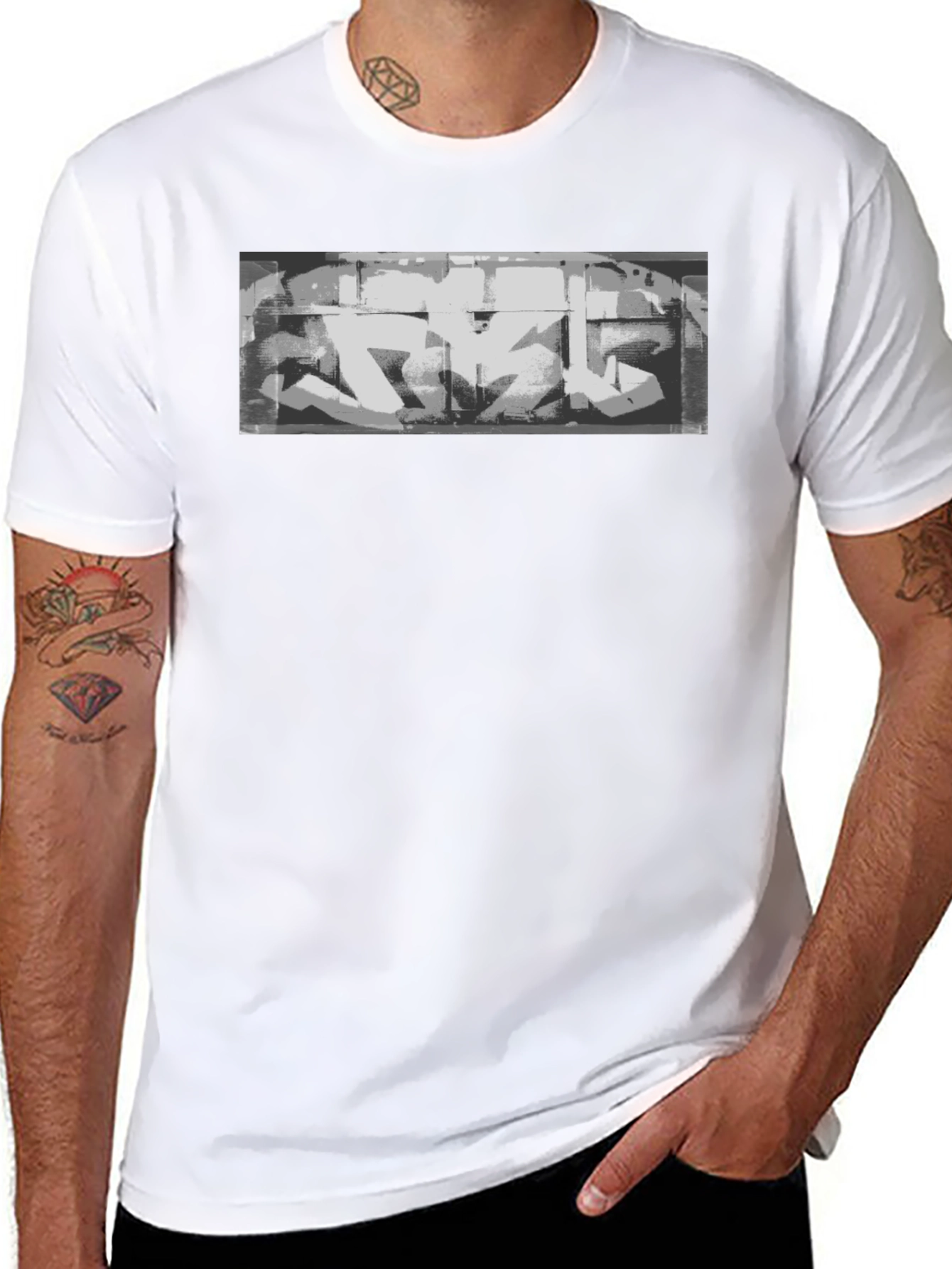 Urban Graffiti Print Black T-Shirt