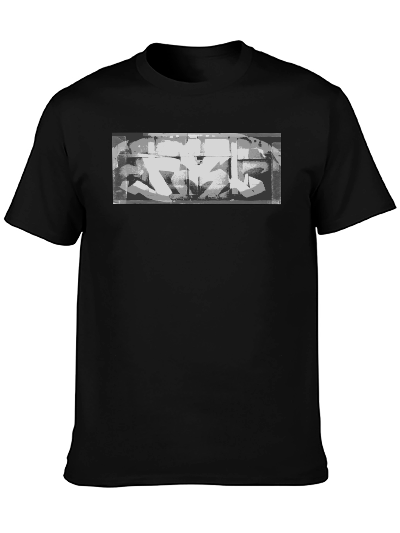 Urban Graffiti Print Black T-Shirt