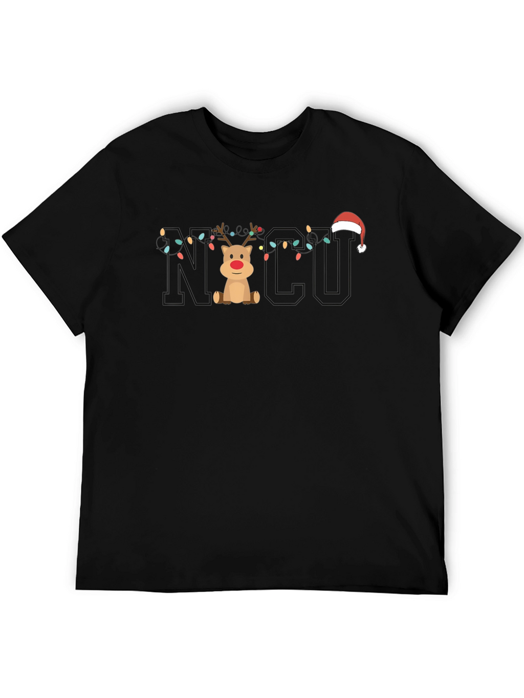 Christmas NICU Reindeer Lights T-Shirt