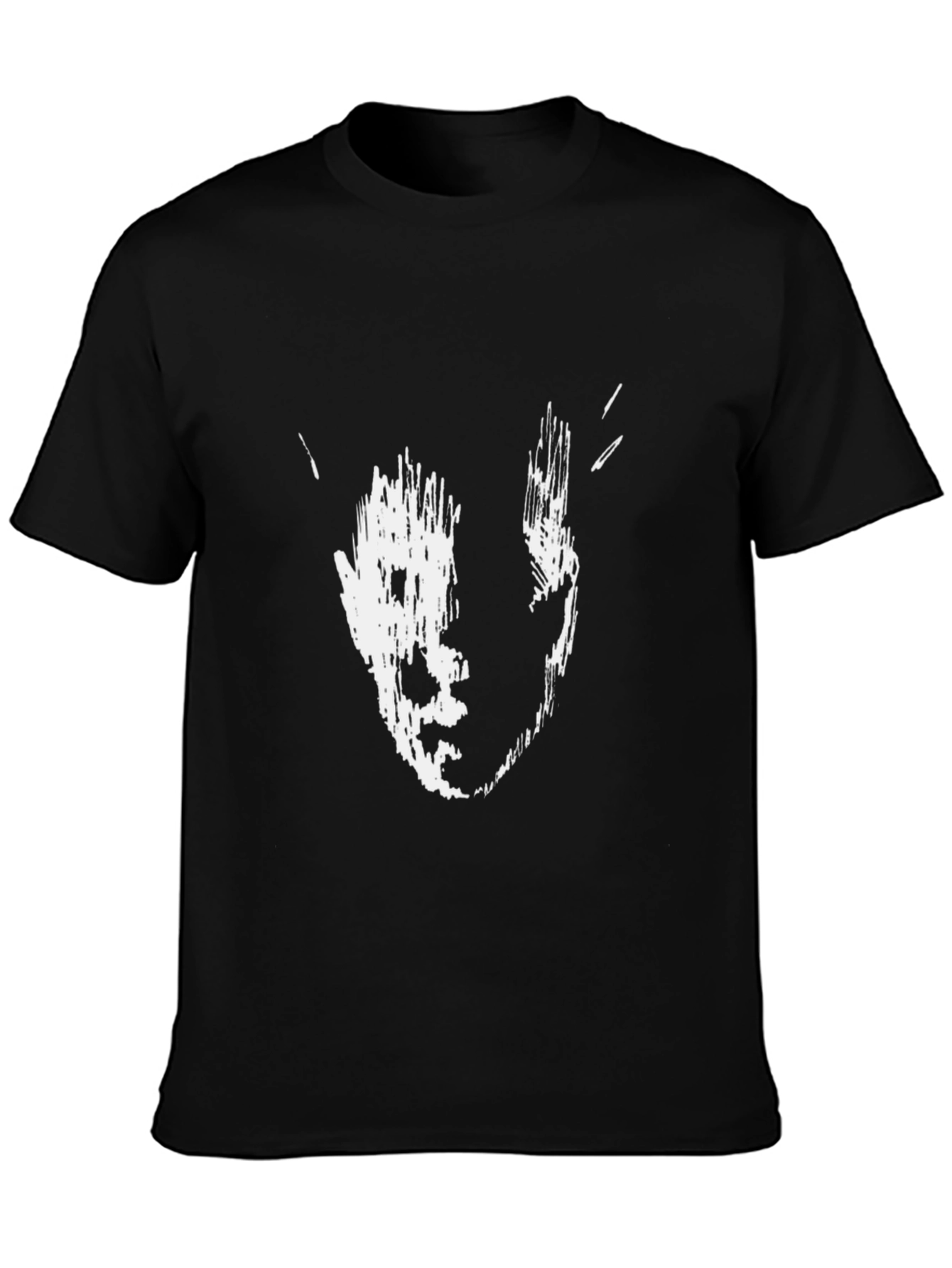 Abstract Face Print Black T-Shirt