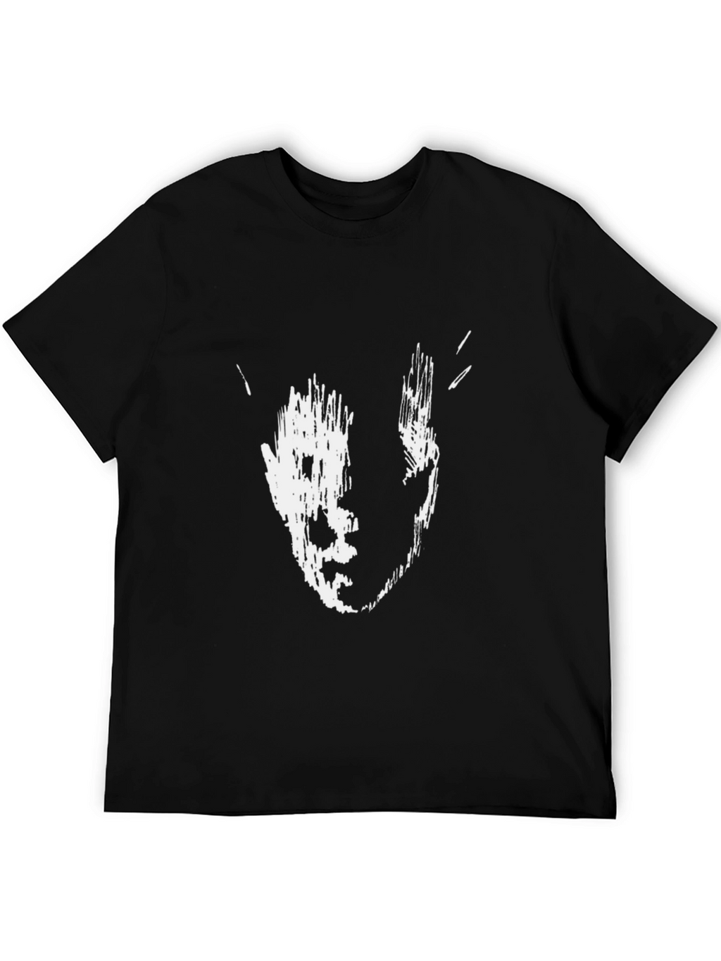 Abstract Face Print Black T-Shirt