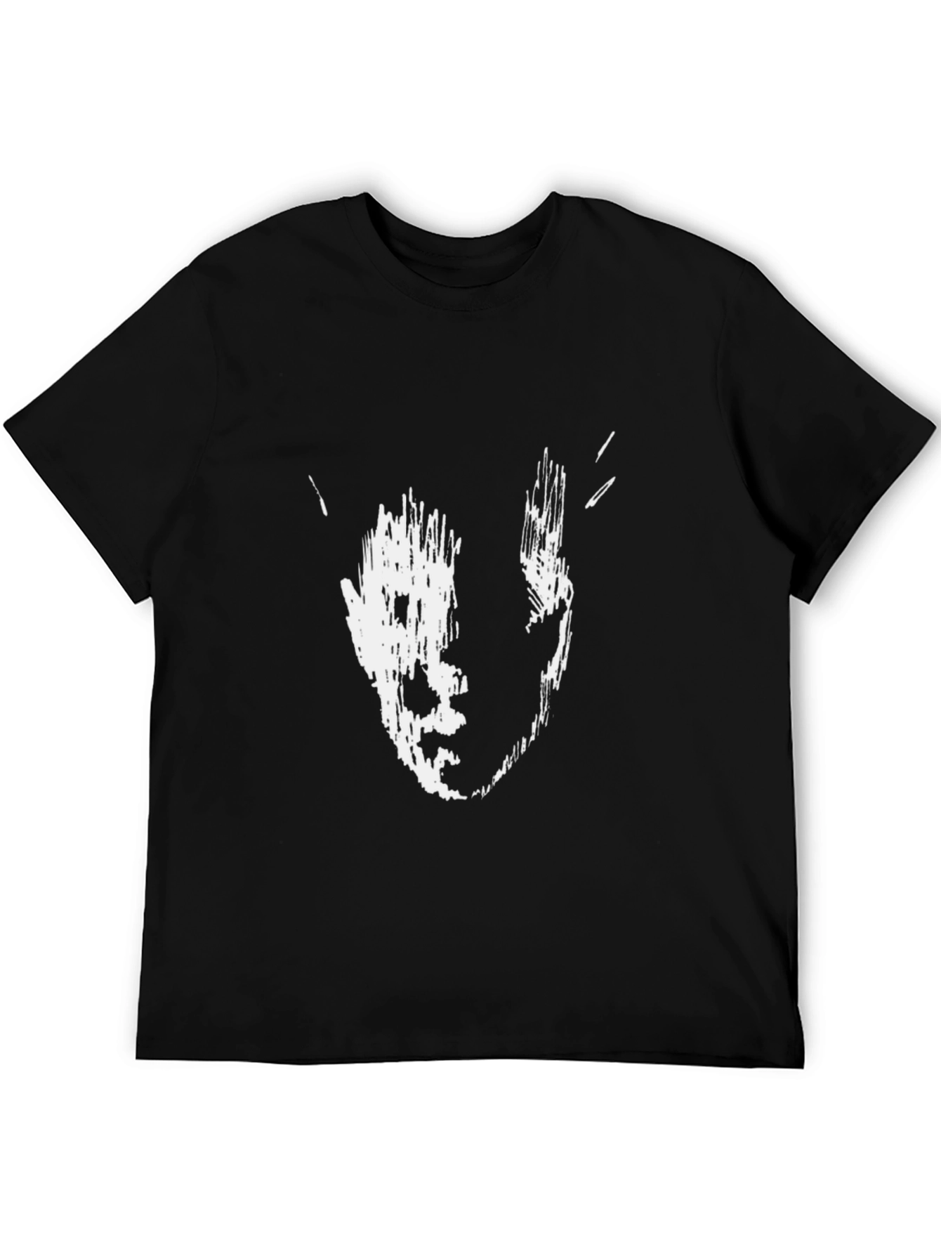 Abstract Face Print Black T-Shirt
