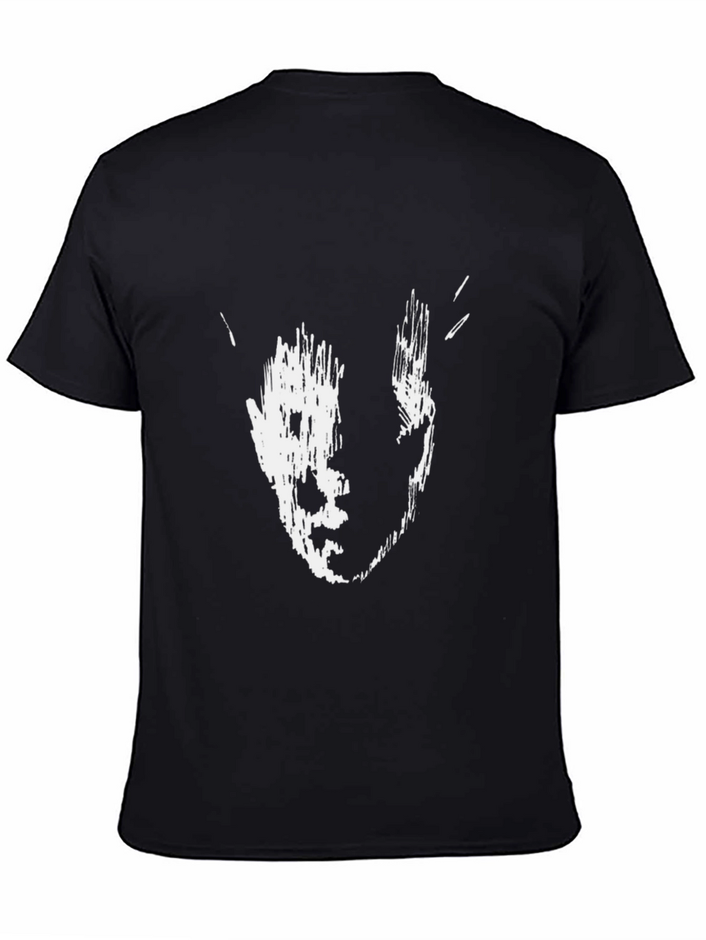 Abstract Face Print Black T-Shirt