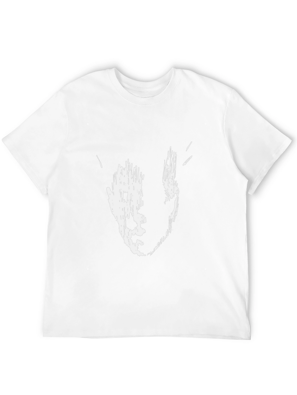 Abstract Face Print Black T-Shirt