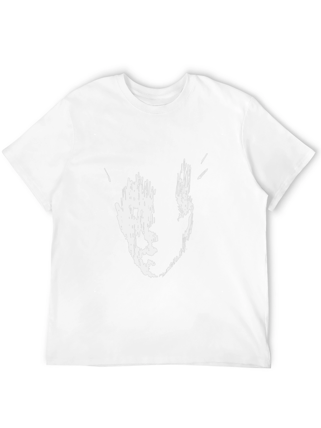 Abstract Face Print Black T-Shirt