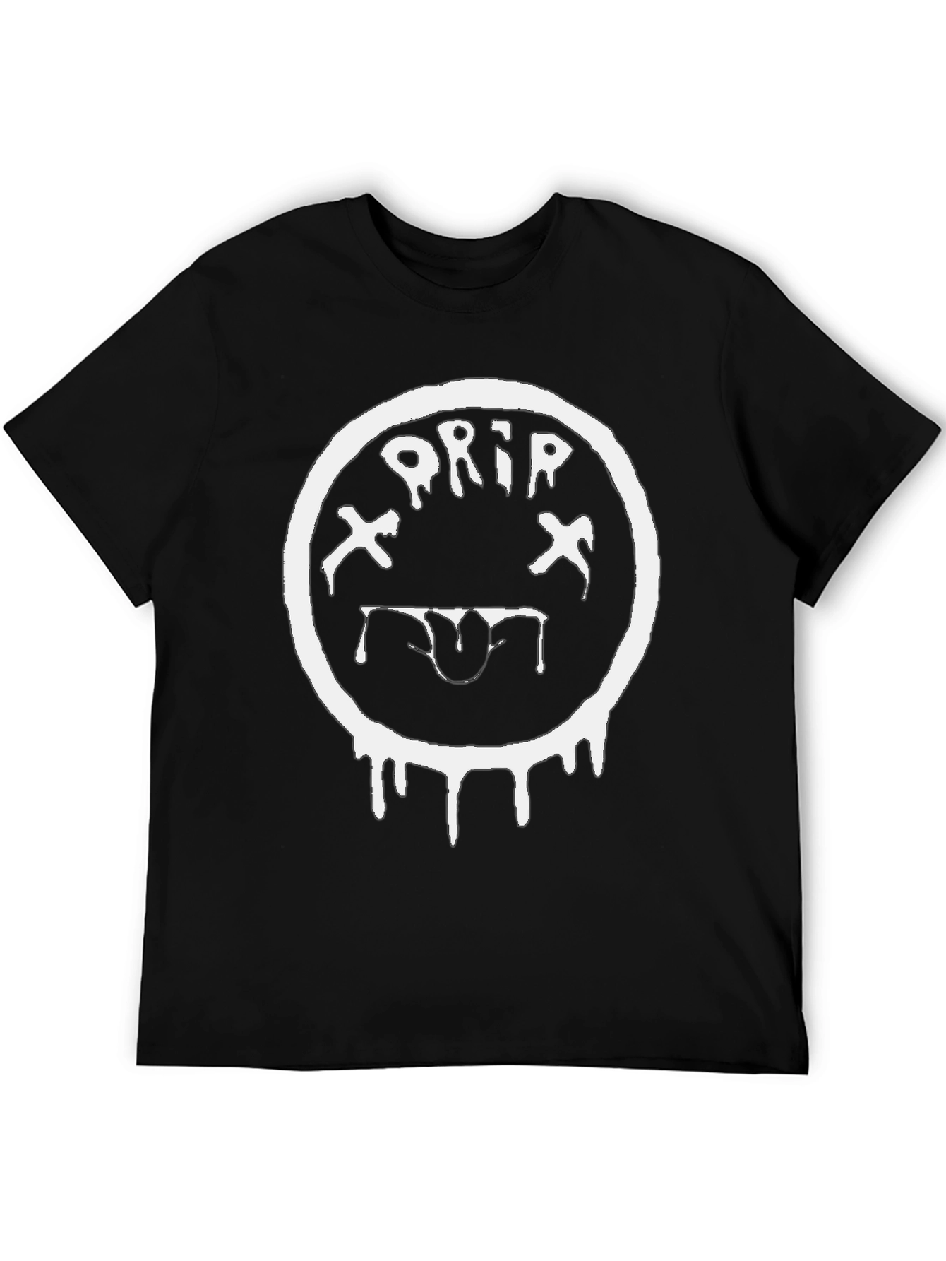 Drip Smiley Face Black T-Shirt - Unique Graphic Tee