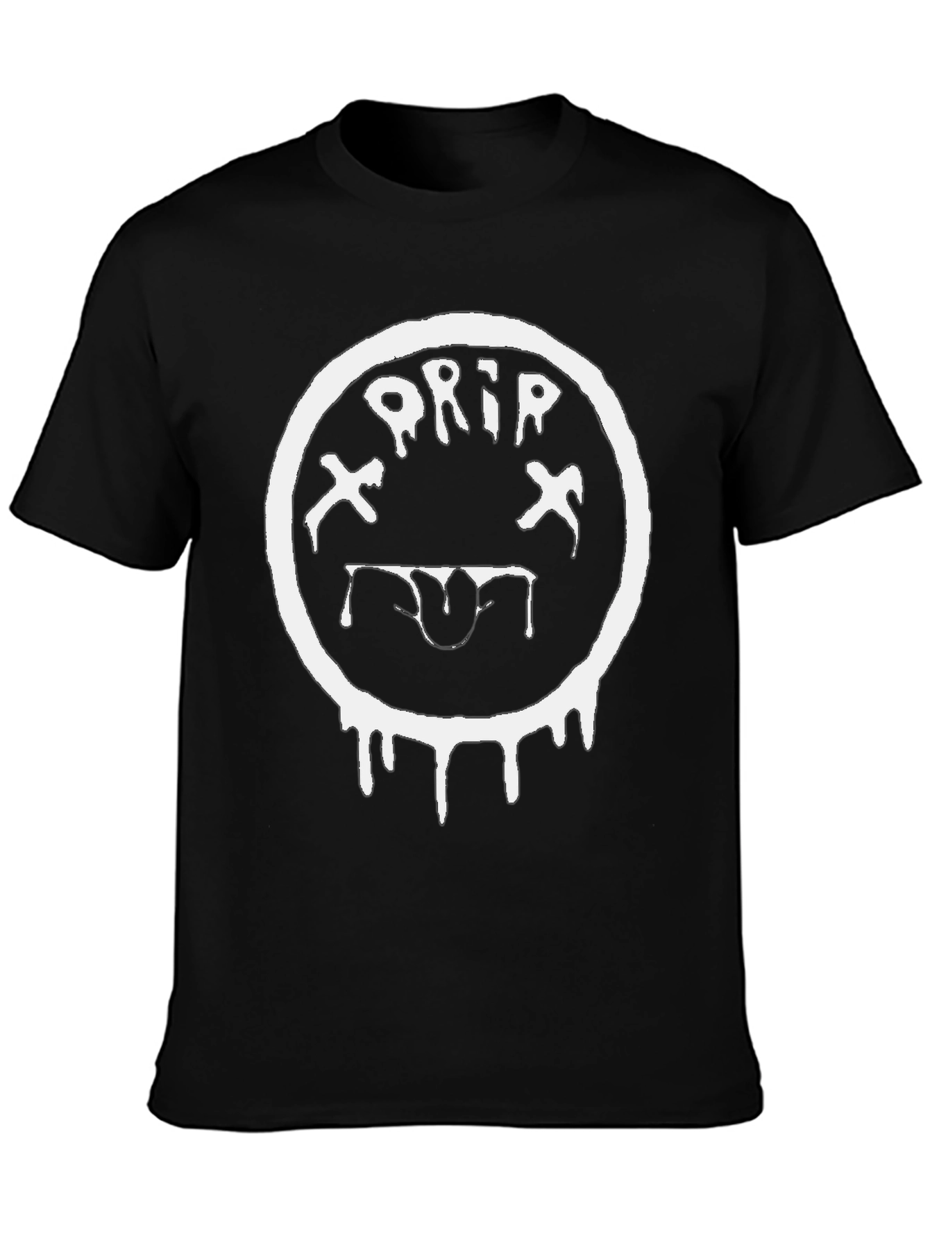 Drip Smiley Face Black T-Shirt - Unique Graphic Tee