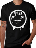 Drip Smiley Face Black T-Shirt - Unique Graphic Tee