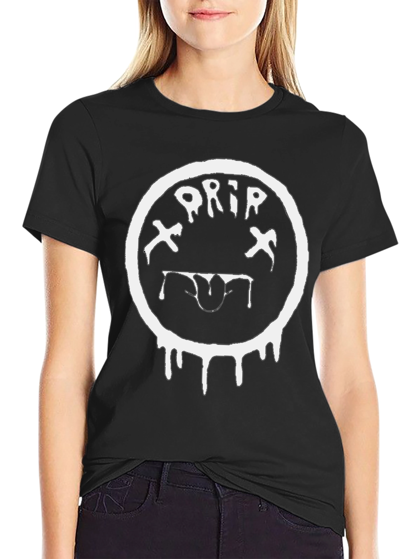 Drip Smiley Face Black T-Shirt - Unique Graphic Tee