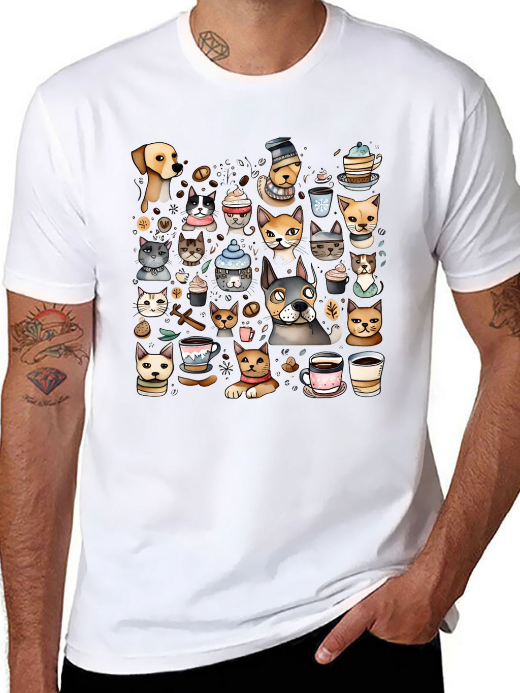 Cats & Coffee Graphic Tee