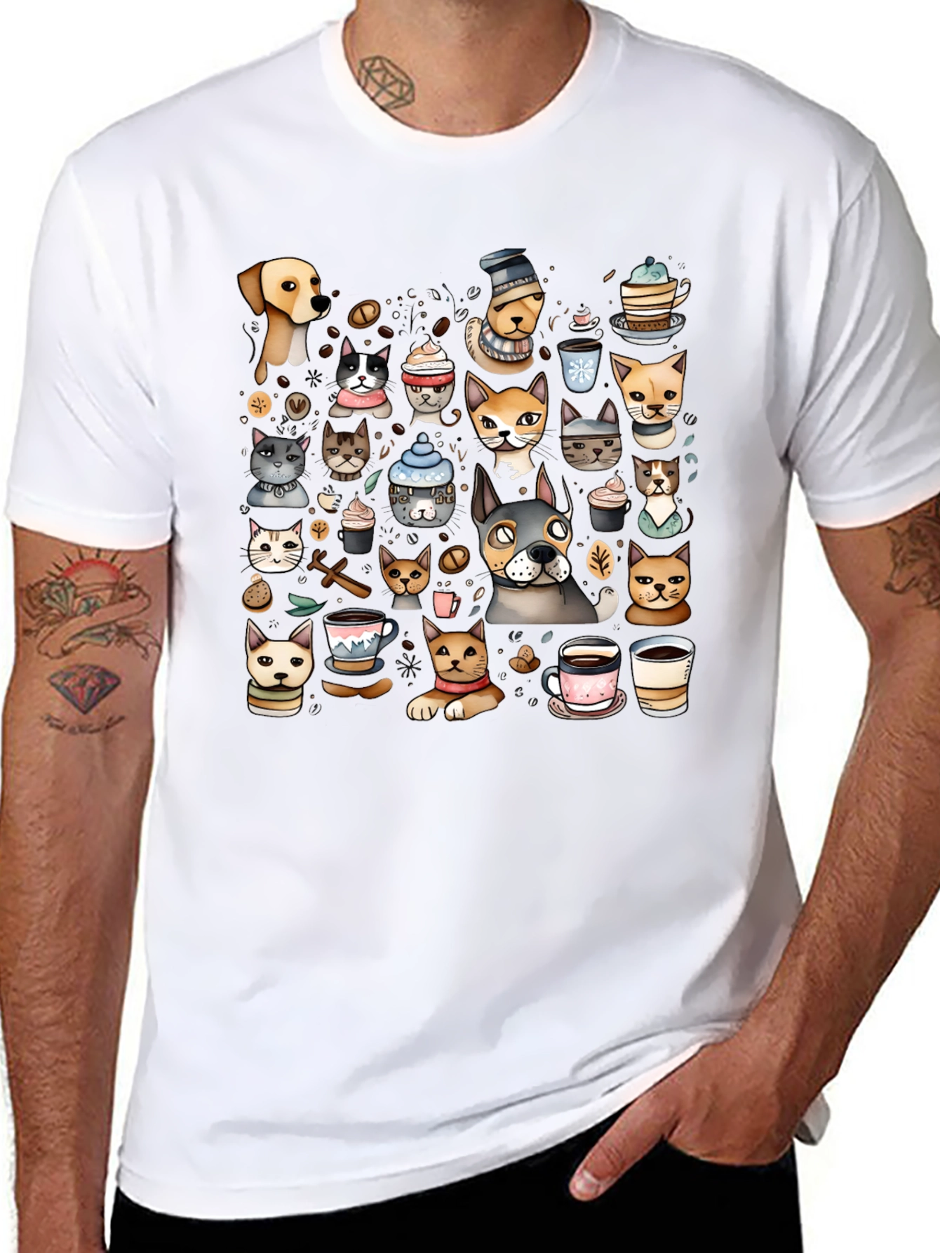 Cats & Coffee Graphic Tee