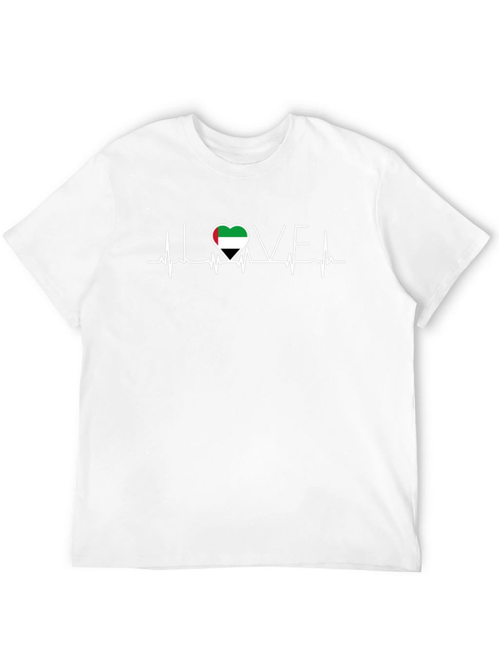 UAE Flag Heartbeat Love T-Shirt - Black