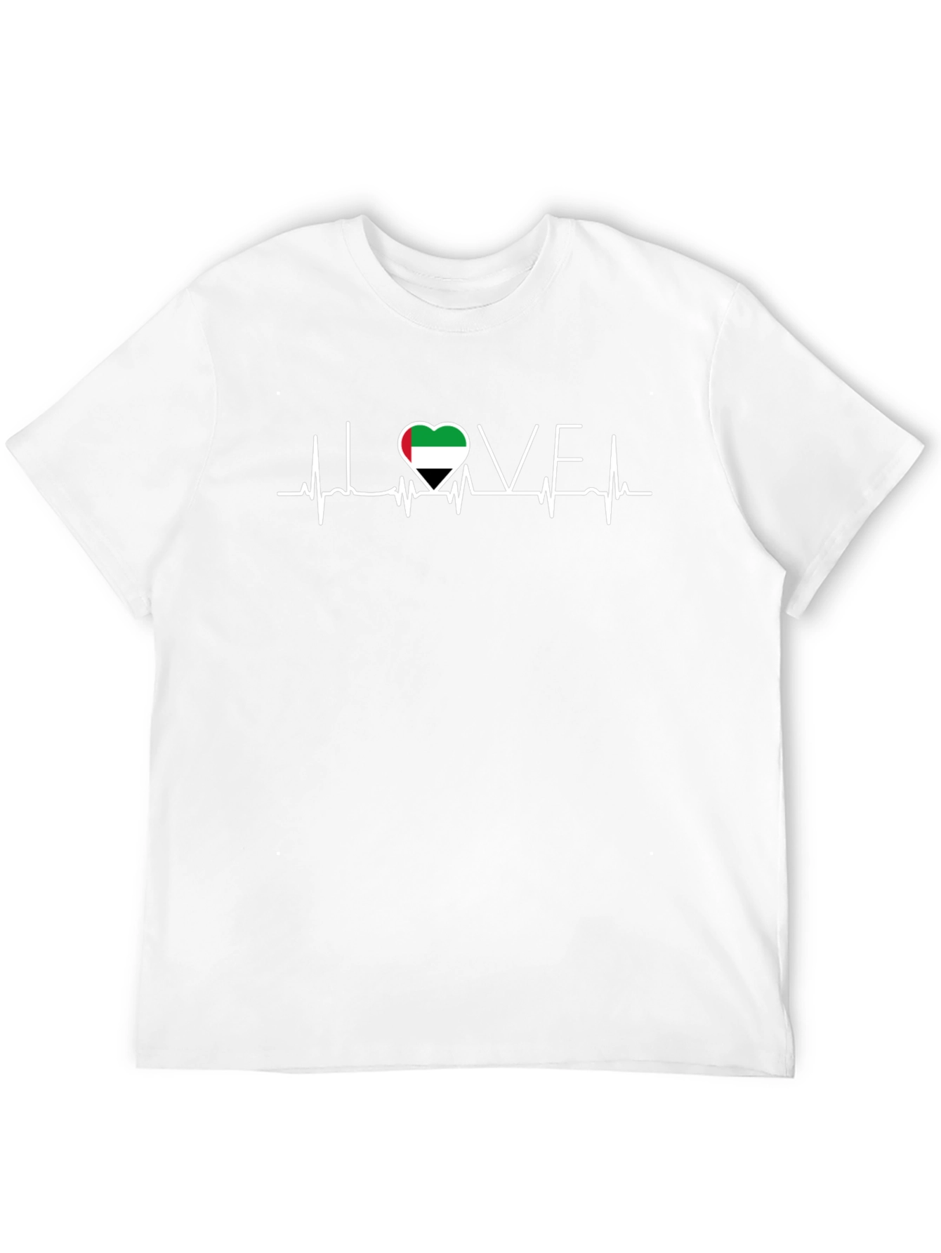 UAE Flag Heartbeat Love T-Shirt - Black