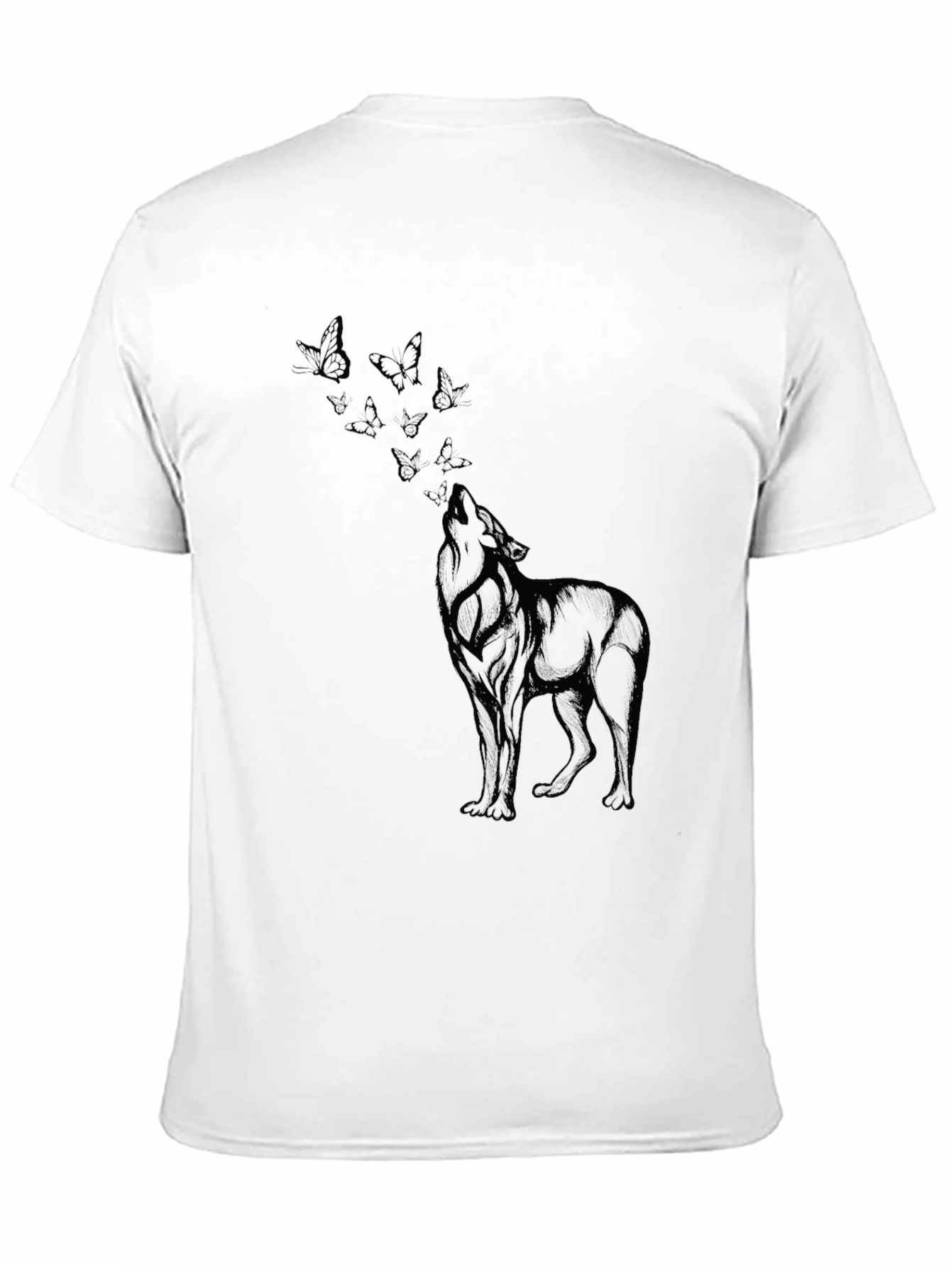 Wolf & Butterfly Graphic Tee - Black