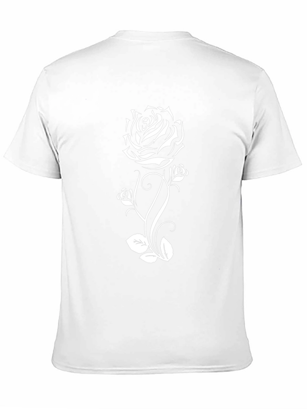 Black T-Shirt with White Rose Graphic