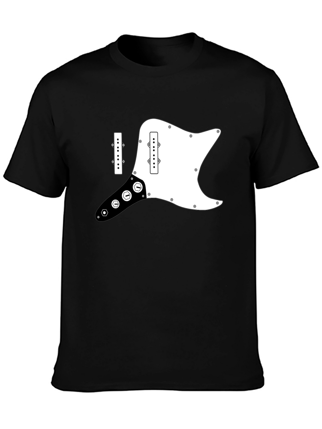 Guitar Pickguard Graphic Tee - Black Cotton T-Shirt