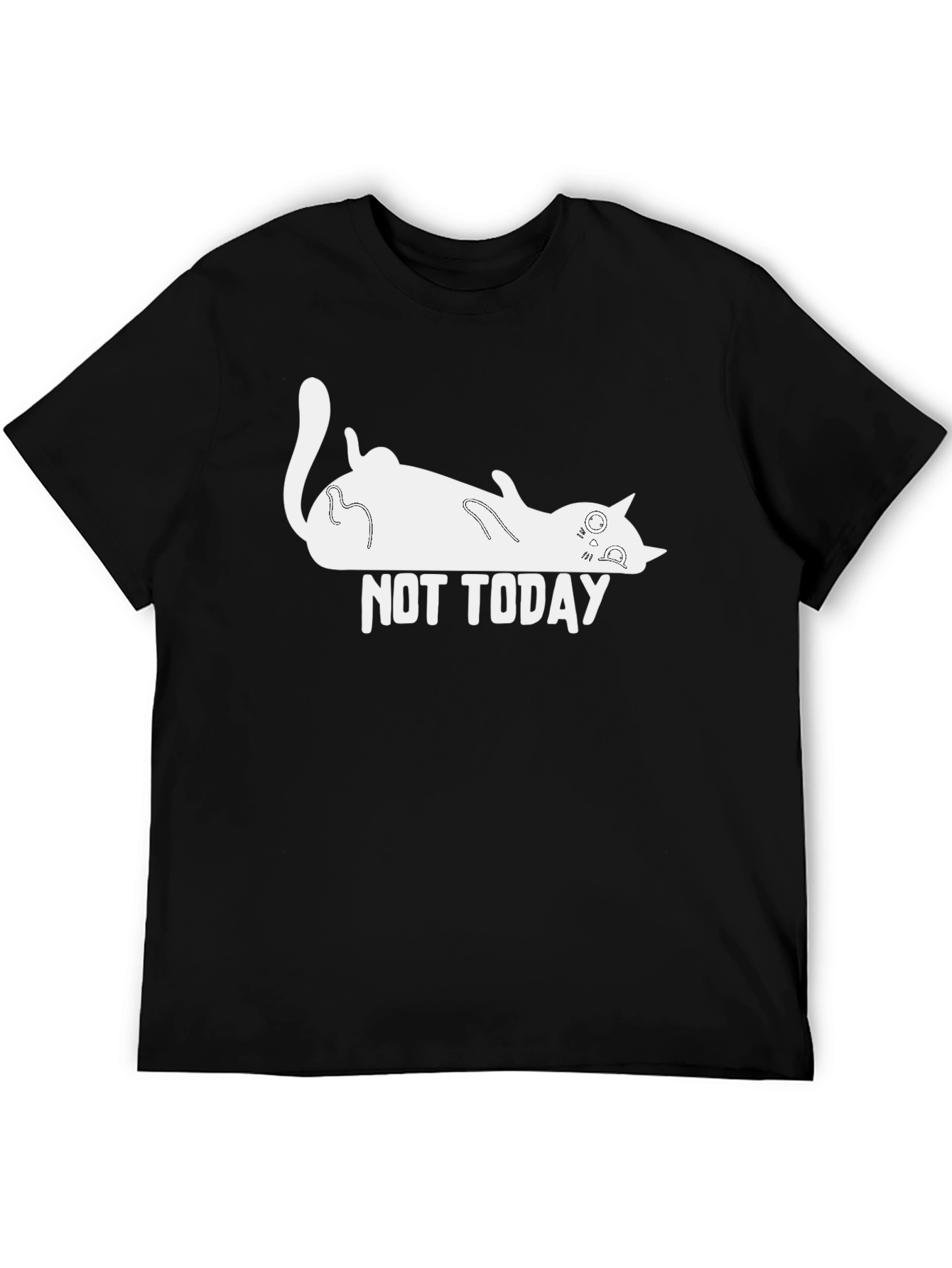 Not Today Cat Graphic Black T-Shirt