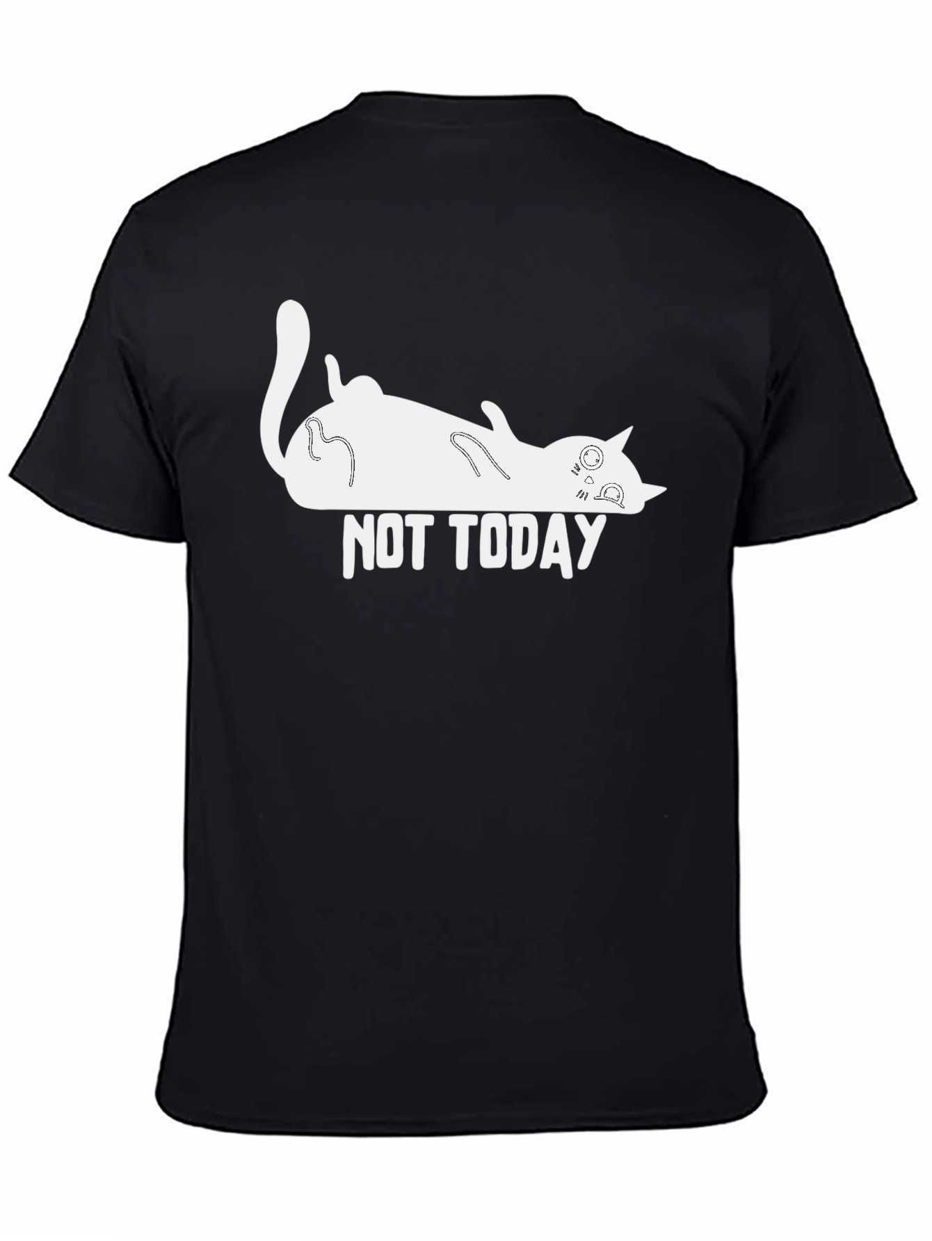 Not Today Cat Graphic Black T-Shirt