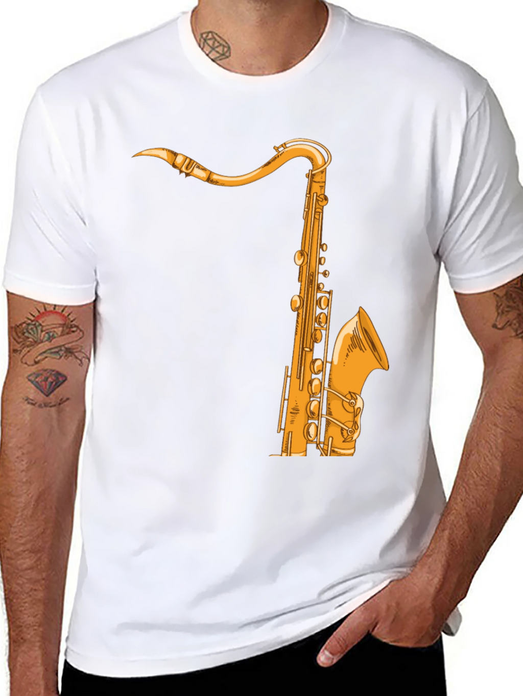 Saxophone Graphic Tee - Music Lover Shirt